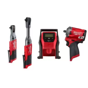 Milwaukee M12 FUEL 12-Volt Lithium-Ion Brushless Cordless 3/8 in. Ratchet and Impact and Inflator Combo Kit (Tool-Only Kit)