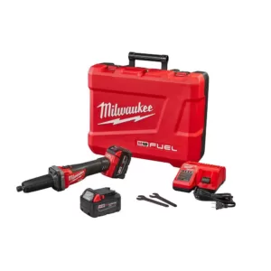 Milwaukee M18 FUEL 18-Volt Lithium-Ion Brushless Cordless 1/4 in. Die Grinder Kit with Two 5.0Ah Batteries, Charger and Hard Case
