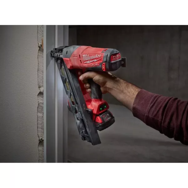 Milwaukee M18 FUEL 18-Volt Lithium-Ion Brushless Cordless 15-Gauge Angled Finish Nailer Kit W/ (1) 2.0Ah Battery, Charger & Bag