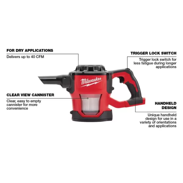 Milwaukee M18 18-Volt Lithium-Ion Cordless Compact Vacuum (Tool-Only)