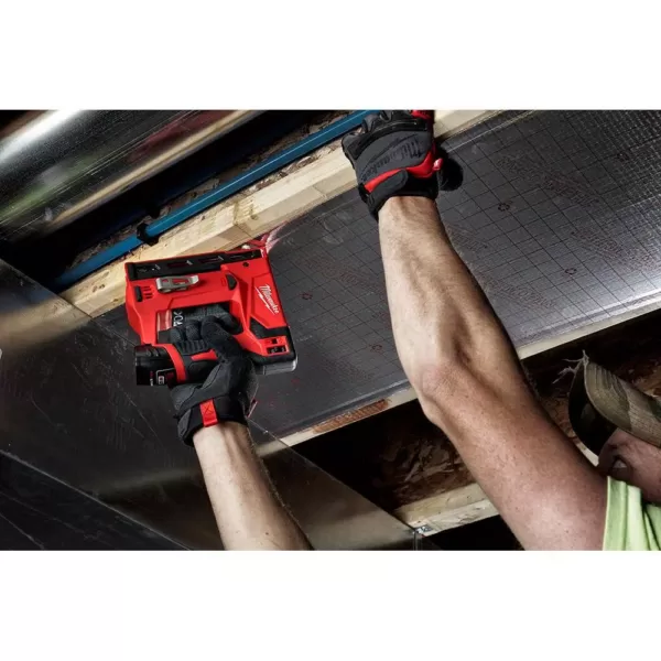 Milwaukee M12 12-Volt Lithium-Ion Cordless 1/4 in. Hex Impact and 3/8 in. Crown Stapler Combo Kit W/ (1) 2.0Ah Battery and Charger