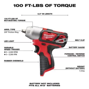 Milwaukee M12 12-Volt Lithium-Ion Cordless 3/8 in. Impact Wrench (Tool-Only)