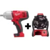 Milwaukee M18 18-Volt Lithium-Ion Cordless 1/2 in. Impact Wrench, Friction Ring with M18 Jobsite Fan