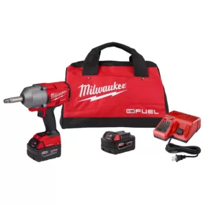 Milwaukee M18 ONE-KEY FUEL 18-Volt Lithium-Ion Brushless Cordless 1/2 in. Impact Wrench with Extended Anvil Kit with 2 Batteries