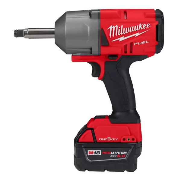 Milwaukee M18 ONE-KEY FUEL 18-Volt Lithium-Ion Brushless Cordless 1/2 in. Impact Wrench with Extended Anvil Kit with 2 Batteries