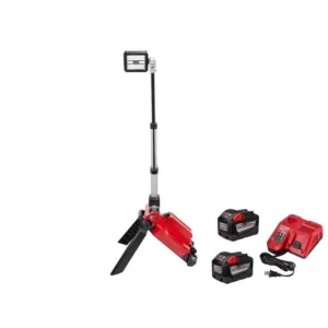 Milwaukee M18 ONE-KEY 18-Volt Lithium-Ion Cordless ROCKET Dual Pack Tower Light W/ (2) 9.0Ah Batteries, Rapid Charger