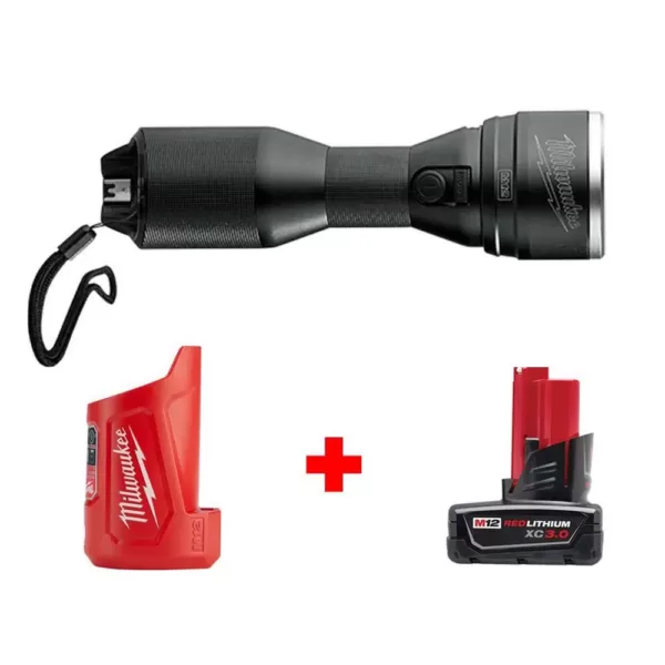 Milwaukee M12 12-Volt Lithium-Ion Cordless LED High Performance Flashlight W/ M12 Portable Power Source/Charger & 3.0Ah Battery