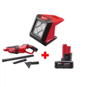 Milwaukee M12 12-Volt Lithium-Ion Cordless 1000 Lumens ROVER LED Compact Flood Light with M12 Compact Vacuum and 3.0 Ah Battery