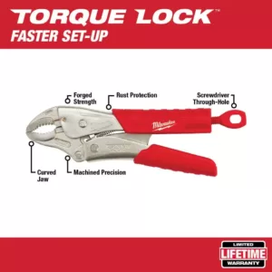 Milwaukee 5 in. Torque Lock Curved Jaw Locking Pliers with Durable Grip