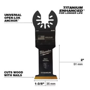 Milwaukee 1-3/8 in. Titanium Bi-Metal Universal Fit Wood and Metal Cutting Oscillating Multi-Tool Blade (10-Pack)