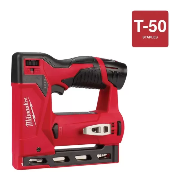 Milwaukee M12 12-Volt Lithium-Ion Cordless 3/8 in. Crown Stapler and Multi-Tool Combo Kit with (1) 2.0Ah Battery and Charger