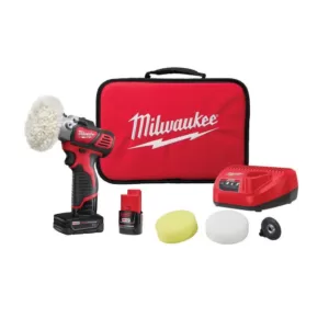 Milwaukee M12 12-Volt Lithium-Ion Cordless Variable Speed Polisher/Sander Kit W/(2) M12 Batteries, Accessories, Charger & Tool Bag