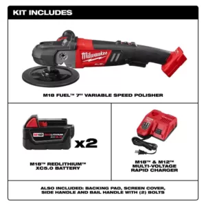 Milwaukee M18 FUEL 18-Volt Lithium-Ion Brushless Cordless 7 in. Variable Speed Polisher Kit W/ (2) 5.0Ah Battery & Charger