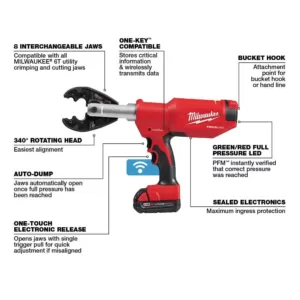 Milwaukee M18 18-Volt Lithium-Ion Cordless FORCE LOGIC 6-Ton Pistol Utility Crimping (Tool-Only)