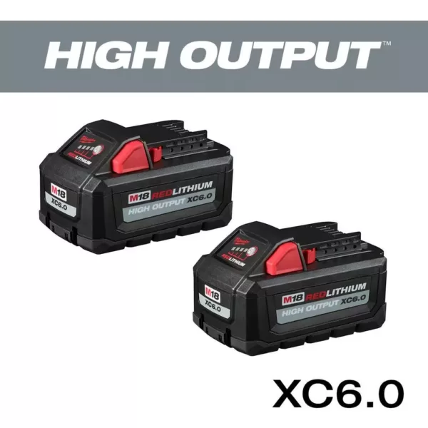 Milwaukee M18 18-Volt Lithium-Ion High Output 6.0Ah Battery Pack (2-Pack)