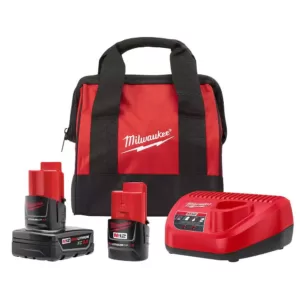 Milwaukee M12 12-Volt Lithium-Ion 3.0 Ah and 1.5 Ah Battery Packs and Charger Starter Kit