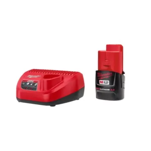 Milwaukee M12 12-Volt Lithium-Ion Compact Battery Pack 2.0Ah and Charger Starter Kit