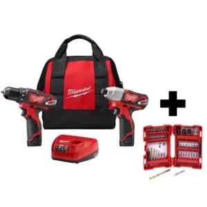 Milwaukee M12 12-Volt Lithium-Ion Cordless Drill Driver/Impact Driver Combo Kit (2-Tool) with Two 1.5 Ah Batteries and Bit Set
