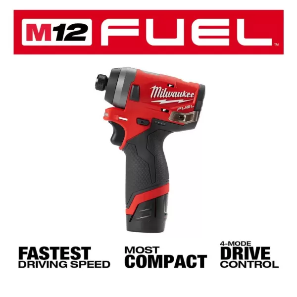 Milwaukee M12 FUEL 12-Volt Lithium-Ion Brushless Cordless Hackzall and Impact Driver Combo Kit (2-Tool) with 2-Batteries and Bag