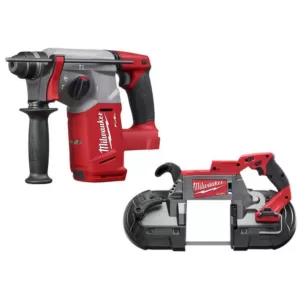 Milwaukee M18 FUEL 18-Volt Lithium-Ion Brushless Cordless 1 in. SDS-Plus Rotary Hammer and Bandsaw (2-Tool)