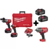 Milwaukee M18 FUEL 18-Volt Lithium-Ion Brushless Cordless Hammer Drill Driver/Impact Driver/Impact Wrench Kit with 4-Batteries