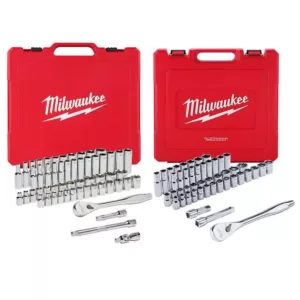 Milwaukee 3/8 in. and 1/2 in. Drive SAE/Metric Ratchet and Socket Mechanics Tool Set (103-Piece)
