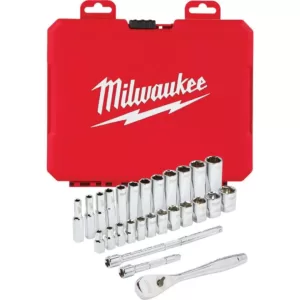 Milwaukee 1/4 in. Drive SAE/Metric Ratchet and Socket Mechanics Tool Set (54-Piece)