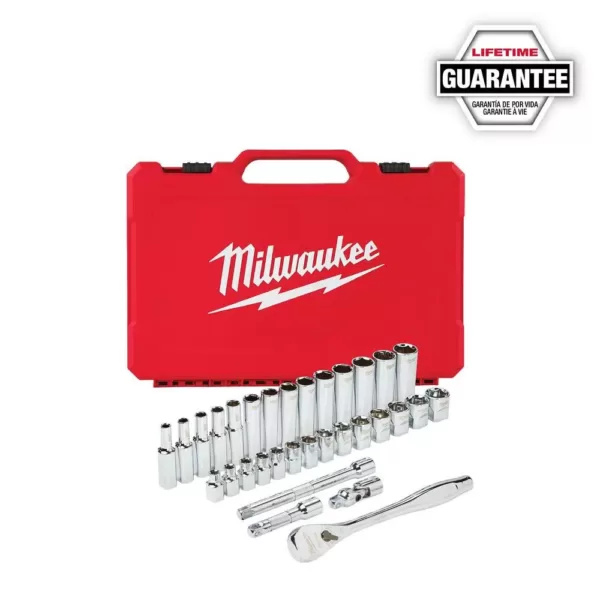Milwaukee 3/8 in. Drive Metric Ratchet and Socket Mechanics Tool Set (32-Piece)