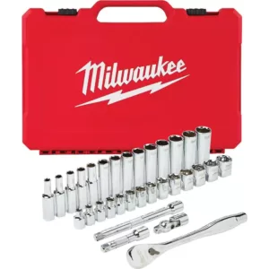 Milwaukee 3/8 in. Drive Metric Ratchet and Socket Mechanics Tool Set (32-Piece)