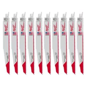 Milwaukee 9 in. 5 TPI AX Nail-Embedded Wood Cutting Reciprocating Saw Blades (10-Pack)
