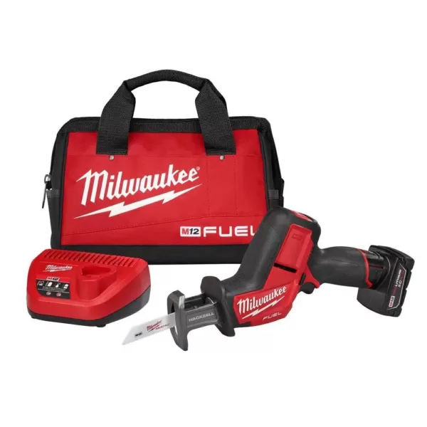 Milwaukee M12 FUEL 12-Volt Lithium-Ion Brushless Cordless HACKZALL Reciprocating Saw Kit w/(1) 4.0Ah Batteries, Charger & Tool Bag