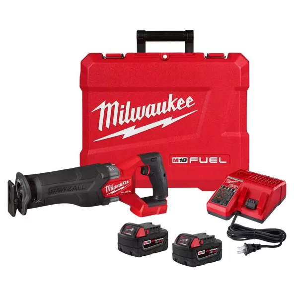 Milwaukee M18 FUEL 18-Volt Lithium-Ion Brushless Cordless SAWZALL Reciprocating Saw Kit w/Two 5.0 Ah Batteries Charger & Hard Case
