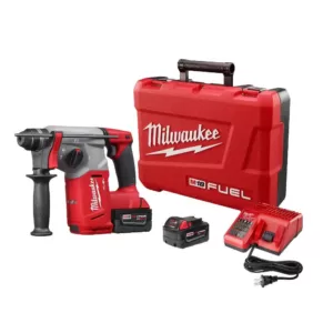 Milwaukee M18 FUEL 18-Volt Lithium-Ion Brushless Cordless 1 in. SDS-Plus Rotary Hammer Kit with Two 5.0Ah Batteries, Hard Case