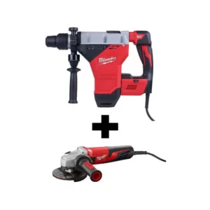 Milwaukee 15 Amp Corded 1-3/4 in. SDS-Max Combination Hammer w/E-Clutch with 13 Amp 5 in. Small Angle Grinder w/Dial Speed