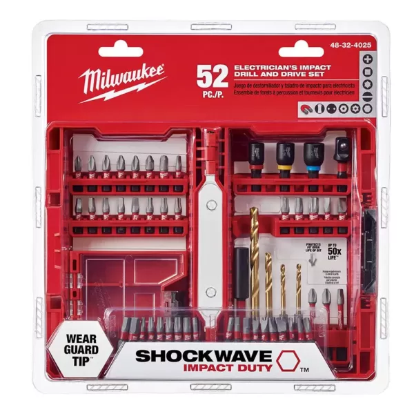 Milwaukee Shockwave Impact Duty Electrician's Drill and Drive Bit Set (52-Piece)