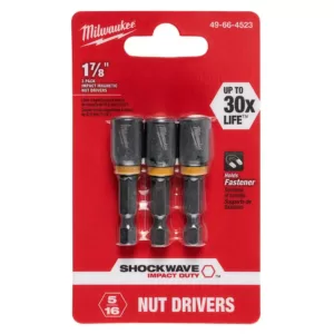Milwaukee Shockwave 5/16 in. x 1-7/8 in. Black Oxide Impact Duty Magnetic Nut Drivers (3-Pack)