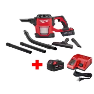 Milwaukee M18 18-Volt Lithium-Ion Cordless Compact Vacuum W/ M18 Starter Kit W/ (1) 5.0Ah Battery and Charger