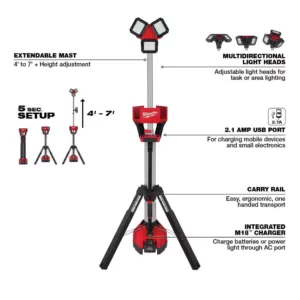 Milwaukee M18 18-Volt Lithium-Ion Cordless ROCKET LED Stand Light/Charger Kit with HIGH OUTPUT 8.0 Ah Battery