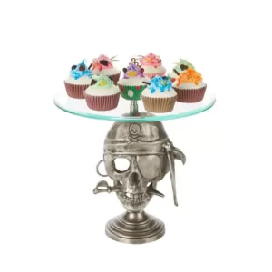 Mind Reader 21 in. Tier Silver Metal Cake Stand Party Cake Display, Cupcake Display