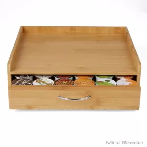 Mind Reader 32-Capacity Bamboo Brown K-Cup Storage Drawer with Lip Panel