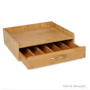 Mind Reader 32-Capacity Bamboo Brown K-Cup Storage Drawer with Lip Panel