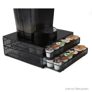 Mind Reader 72-Capacity Black Double K-Cup Storage Tray with Flower Pattern Metal Mesh