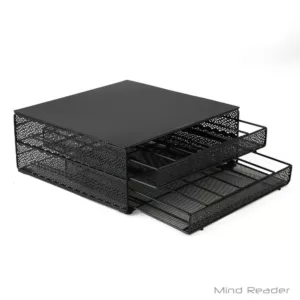 Mind Reader 72-Capacity Black Double K-Cup Storage Tray with Flower Pattern Metal Mesh