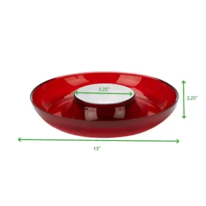 Mind Reader 13 in. x 2.25 in. Red Acrylic Chip & Dip Bowl, Acrylic Tinted Snack Bowl, Kitchen, Countertop Bowl