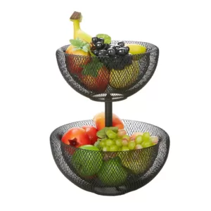 Mind Reader Black 2-Tier Mesh Decorative Fruit Bowl