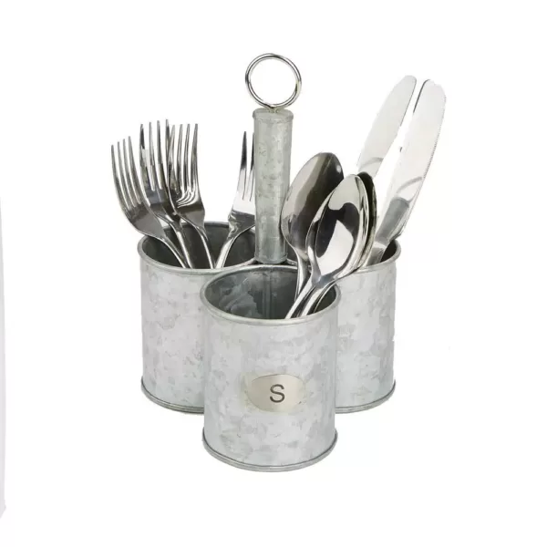 Mind Reader Silver Metal 3 Cup Utensils Caddy Cutlery Holder Flatware and Silverware Organizer