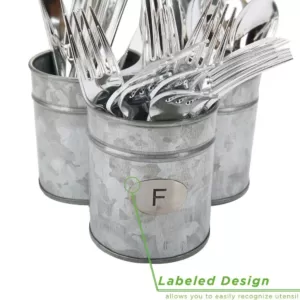 Mind Reader 10 in. H x 7 in. W x 7 in. H Silver Metal 3 Section Utensil Holder, Utensil Caddy