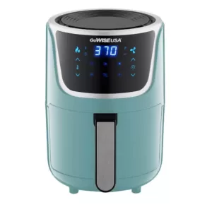 GoWISE USA 1. 7- qt. , 2.0 qt. Max Mint/Silver Electric Mini Air Fryer with Digital Touchscreen + Recipe Book