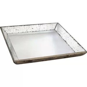 A & B Home 20 in. x 20 in. Decorative Glass Tray in Rustic White