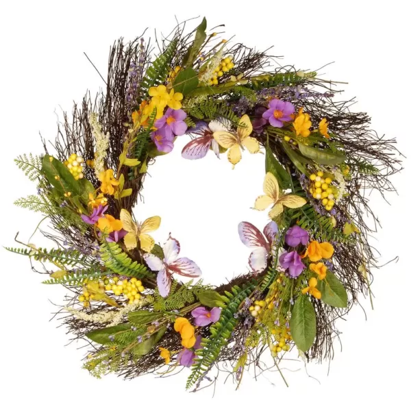 National Tree Company 24 in. Spring Mixed Flowers Wreath